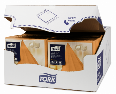 Салфетки Tork LinStyle, Premium, 39х39 см, 1 сл, 50 листов, оранжевые
