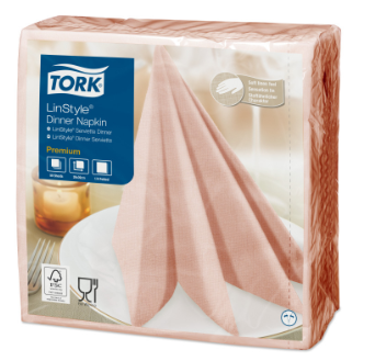 Салфетки Tork LinStyle, Premium, 39х39 см, 1 сл, 50 листов, оранжевые