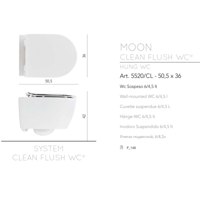 Унитаз подвесной Scarabeo Moon 5520CL49 50х36 см Ardesia чёрный
