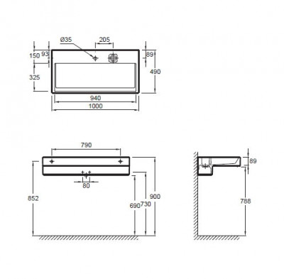 JACOB DELAFON TERRACE EXC9112-00 раковина-столешница, с подсветкой 100 см х 49 см, белая