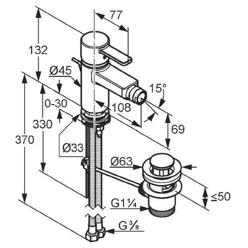 (СНЯТ!) Смеситель для биде KLUDI ZENTA черный хром 385308675