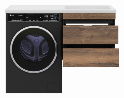 Тумба подвесная Misty Коломбо 560x470x510 темное дерево, серый (П-Кол06060-011П2Я) с раковиной справа