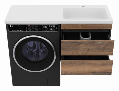 Тумба подвесная Misty Коломбо 560x470x510 темное дерево, серый (П-Кол06060-011П2Я) с раковиной справа