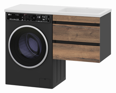 Тумба подвесная Misty Коломбо 560x470x510 темное дерево, серый (П-Кол06060-011П2Я) с раковиной справа