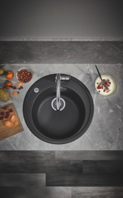 Мойка GROHE K200 с одной чашей, диаметр 510 мм, черный гранит (31656AP0)