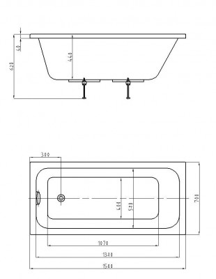 AQUATEK EFVA150 Eco-friendly Мия акриловая ванна прямоугольная 150*70 см