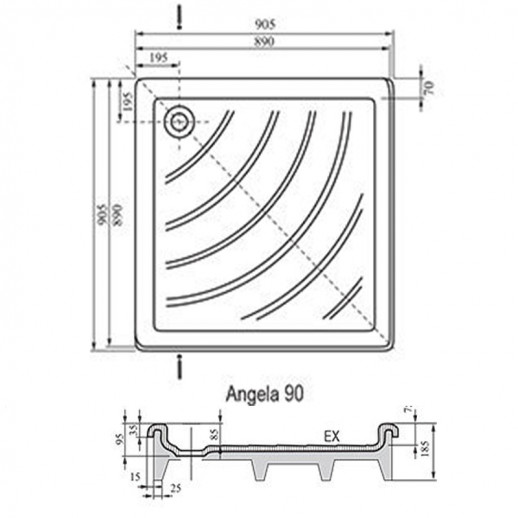 RAVAK Angela-90 EX A007701320 Поддон душевой, белый, акрил