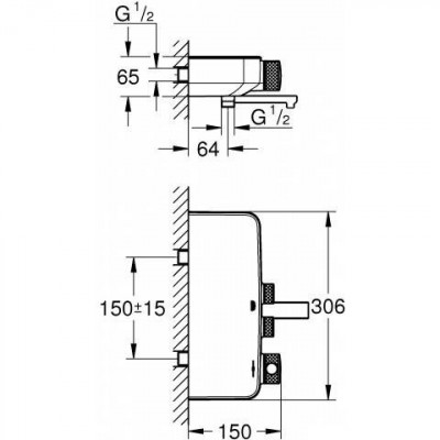 Термостатический смеситель для ванны GROHE GRT SmartControl, настенный монтаж (34718000)