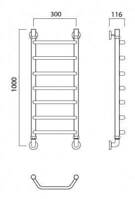 Водяной полотенцесушитель Акванерж Трапеция 1000x300 (03-0010030)