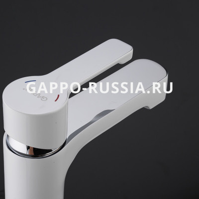 Смеситель для раковины Gappo Tomahawk однорычажный белый/хром (G1002-8)