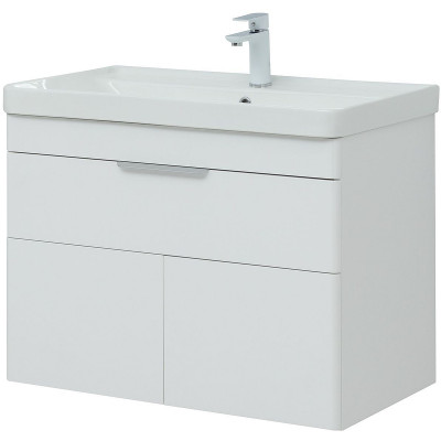 Тумба с раковиной Aquanet Ирис new 80 312430 подвесная белый глянец