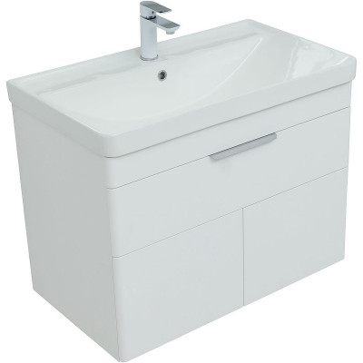 Тумба с раковиной Aquanet Ирис new 80 312430 подвесная белый глянец