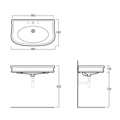 SIMAS LANTE LA11bi*1 раковина-консоль 90 см х 54 см, белая