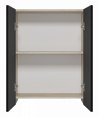 Шкаф подвесной в ванную Misty Поло 600x238x800 светлое дерево, графит (О-Пол08060-014По)