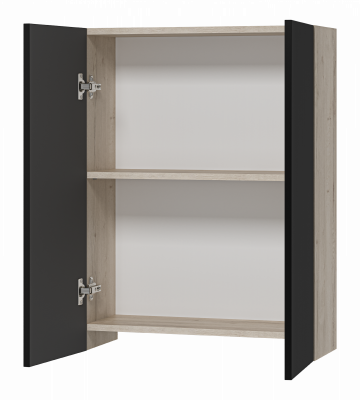 Шкаф подвесной в ванную Misty Поло 600x238x800 светлое дерево, графит (О-Пол08060-014По)