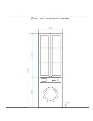 Пенал над стиральной машиной для ванной Style Line 68 белый (АА00-000060)