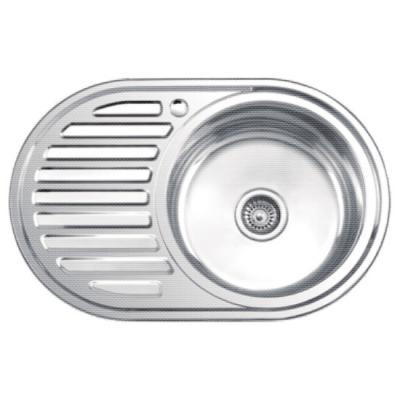Одинарная мойка из нержавеющей стали врезная 50x77 см Ledeme L67750-R декор с левым крылом