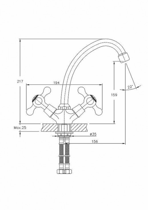 Смеситель для кухни Haiba HB4908 (латунь) хром