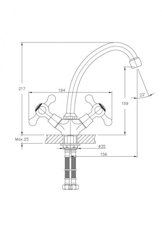 Смеситель для кухни Haiba HB4908 (латунь) хром