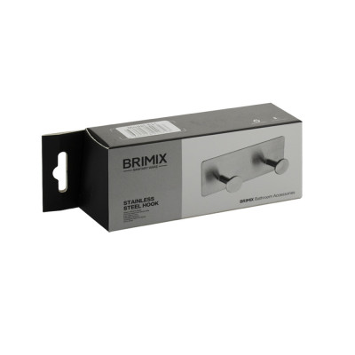 Крючок двойной на планке, самоклейка без сверления, нерж сталь SUS 304 BRIMIX (531)