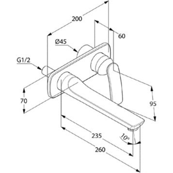Смеситель для раковины (настенный) KLUDI BALANCE хром черный матовый 522478775