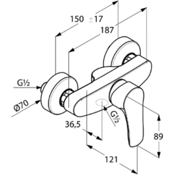 Смеситель для душа KLUDI Tercio хром 384420575