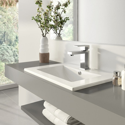 Раковина накладная Sanita Luxe Quadro 75 QDR75SLWB01 белая прямоугольная