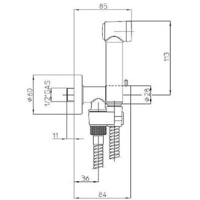 Гигиенический душ Bossini Talita Gom E57005B.030 хром без смесителя