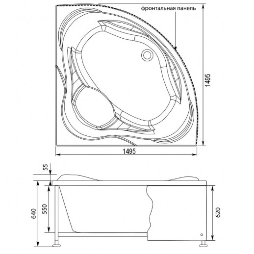 Aquanet Malta New 00205410 ванна без гидромассажа, 150 см х 150 см