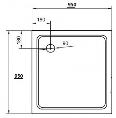 Поддон акриловый Cezares 95 x 95 x 15 см, TRAY-A-A-95-15-W