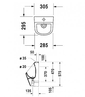 Писсуар Duravit D-code 0828300000 белый