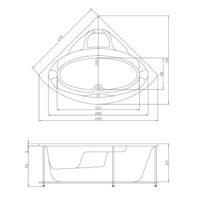 Акватика Максима Стандарт ванна без гидромассажа, 175 см х 175 см