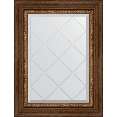 Зеркало настенное Evoform ExclusiveG 74х56 BY 4019 с гравировкой в багетной раме Римская бронза 88 мм