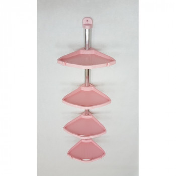 Комплект угловых полок Primanova розовый, Linea, 4 полки, 27,5х16х95 см пластик, алюминий M-N12-03