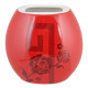 Стакан для зубных щеток Primanova красно-белый с розами, Yakut, 11х5х10 см керамика D-14352  (D-14352)