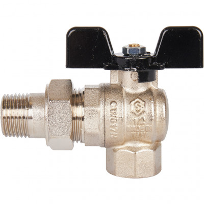 Кран шаровой полнопроходной угловой, ВР/НР, ручка бабочка 1/2, американка STOUT (SVB-0008-000015)