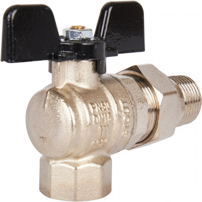 Кран шаровой полнопроходной угловой, ВР/НР, ручка бабочка 1/2, американка STOUT (SVB-0008-000015)