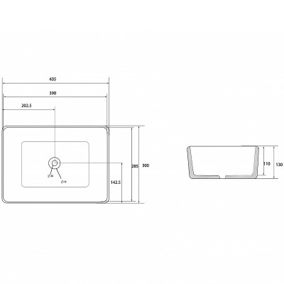 Раковина-чаша Abber Rechteck 40 AC2213 белая прямоугольная
