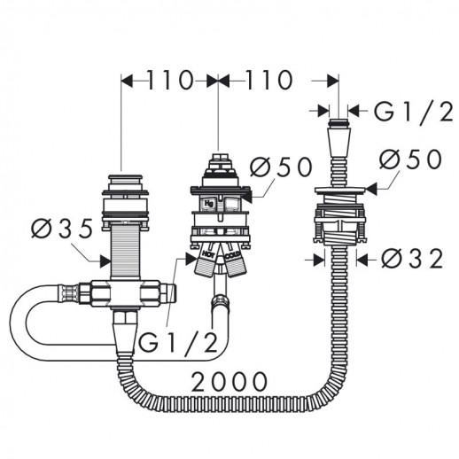 Hansgrohe Logis 13439180 скрытая часть для смесителя арт. 71313000