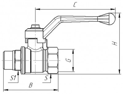 Кран шаровой с никелевым покрытием для газа, ручка-рычаг внутр/наруж. VALFEX STANDART 32, 1 1/4" (VF.272.NR3.114)