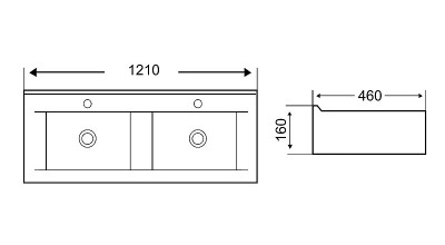Раковина WeltWasser Deilbach 7508 120 10000005578 двойная белый прямоугольная