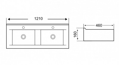 Раковина WeltWasser Deilbach 7508 120 10000005578 двойная белый прямоугольная