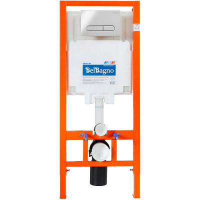 Унитаз с инсталляцией BelBagno Due BB3103CHR/SC/BB002-80/BB005-PR-CHROME с сиденьем микролифт и клавишей смыва хром