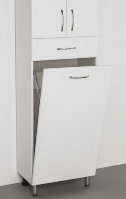 Пенал для ванной Style Line Эко Стандарт 48 белый с бельевой корзиной (ЛС-00000249)