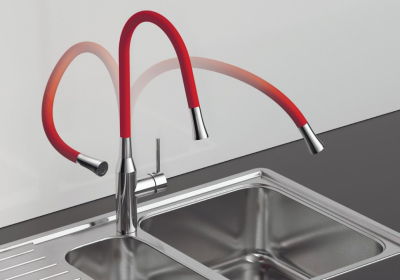 Смеситель для кухни OMOIKIRI Yatomi-BN-R 4994248, красный шланг/нерж.сталь/латунь