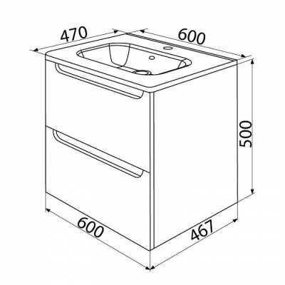 Тумба с раковиной IDDIS Edifice 60 подвесная белая (EDI60W0i95K), дизайн современный