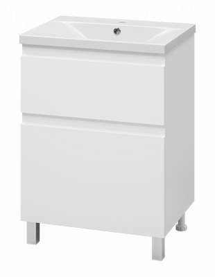 Тумба напольная Misty Лаки 60 белая (П-Лак-01060-0112Я) с раковиной