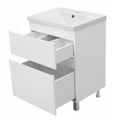 Тумба напольная Misty Лаки 60 белая (П-Лак-01060-0112Я) с раковиной