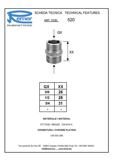 Бочонок Remer RR 520  1/2 " хромированный