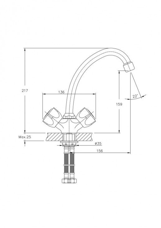 Смеситель для кухни Haiba HB4909 (латунь) хром